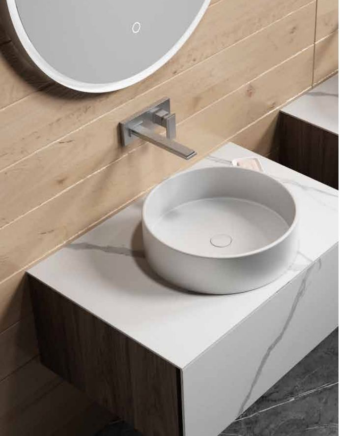 Multifamily- White Marble Style 30" Bathroom Vanity-Maison Bertet Online