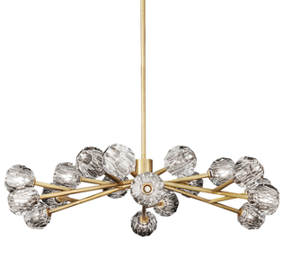 Brass stem multi globe chandelier
