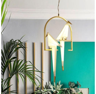 Shiny Gold Bird LED Light Pendant
