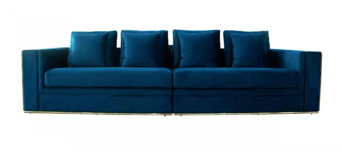 Larissa Blue Velvet Sofa