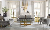Luciana Grey Sofa with gold details