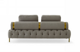 Luciana Grey Sofa with gold details