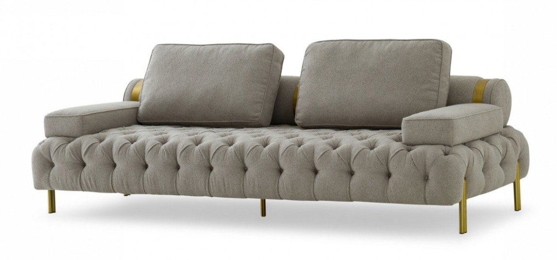 Luciana Grey Sofa with gold details