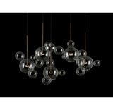 Sculptural brass glass Stems and Balls Chandelier LED Light