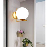 Wall mount Brass and White Glass sconce Light 